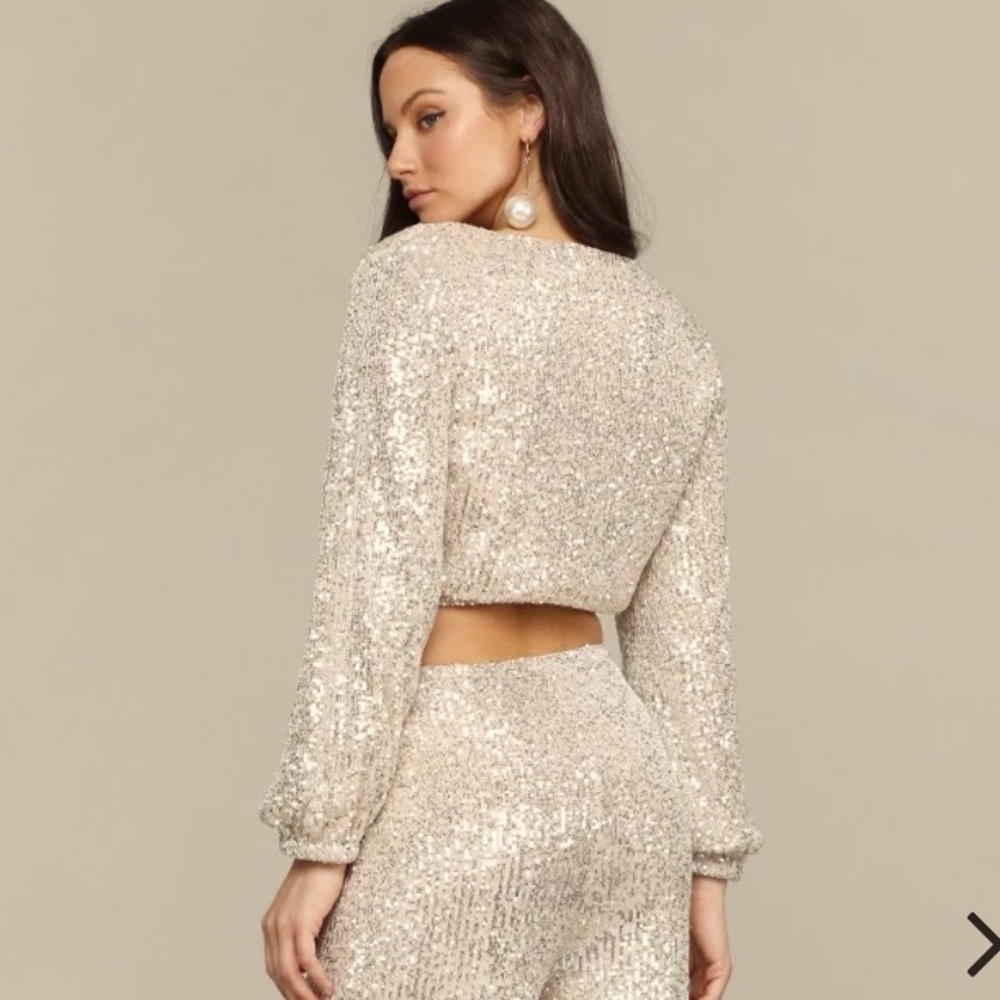 Champagne Sequin Long Sleeve Top - Picture 3 of 8